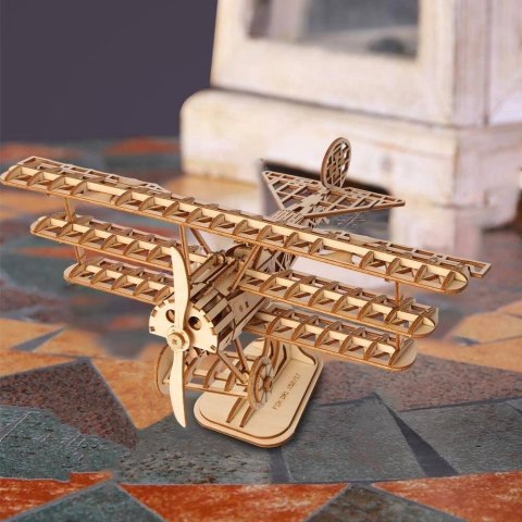 ROBOTIME Drewniane Puzzle 3D - Samolot Trójpłatowy Robotime