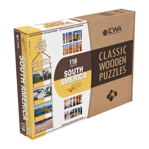 EWA Drewniane Dwustronne Puzzle - Ameryka Południowa EWA Eco-Wood-Art EWA Drewniane Dwustronne Puzzle - Ameryka Południowa EWA Eco-Wood-Art