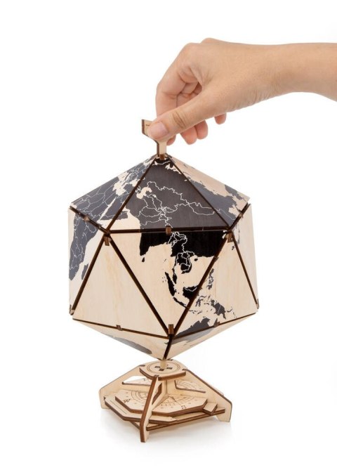 EWA Drewniane Puzzle 3D - Dwudziestościenny Czarny Globus EWA Eco-Wood-Art