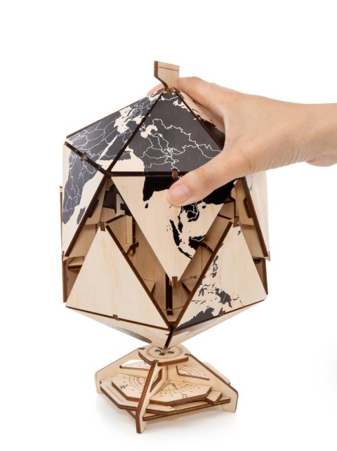 EWA Drewniane Puzzle 3D - Dwudziestościenny Czarny Globus EWA Eco-Wood-Art