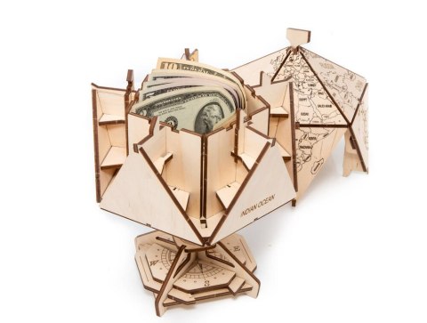 EWA Drewniane Puzzle 3D - Dwudziestościenny Czarny Globus EWA Eco-Wood-Art