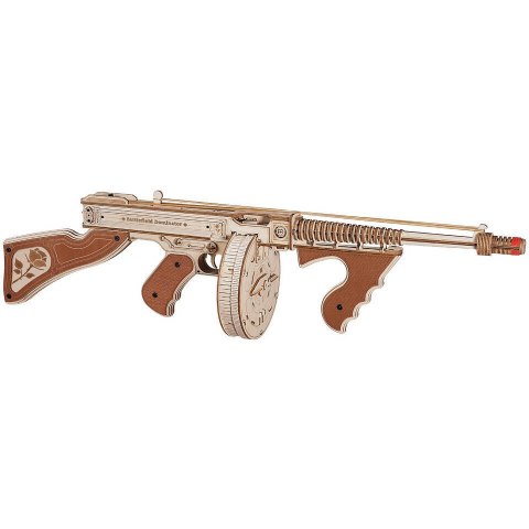 ROBOTIME Drewniane Mechaniczne Puzzle Model 3D - Pistolet Maszynowy Thompson Robotime