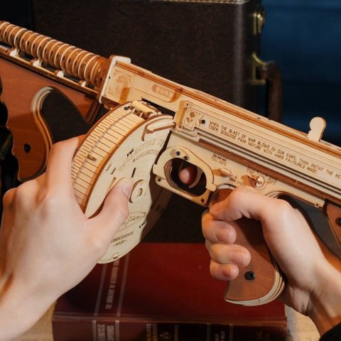 ROBOTIME Drewniane Mechaniczne Puzzle Model 3D - Pistolet Maszynowy Thompson Robotime