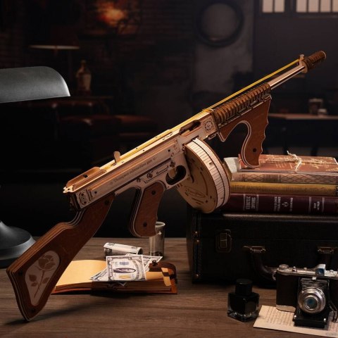 ROBOTIME Drewniane Mechaniczne Puzzle Model 3D - Pistolet Maszynowy Thompson Robotime