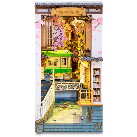 ROBOTIME Składany Drewniany Model LED - Book Nook Sakura Densya Robotime