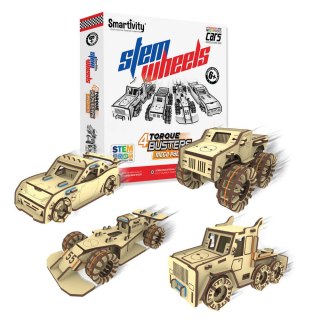 Smartivity Drewniane Mechaniczne Puzzle 3D - Zestaw 4 Samochodów Smartivity