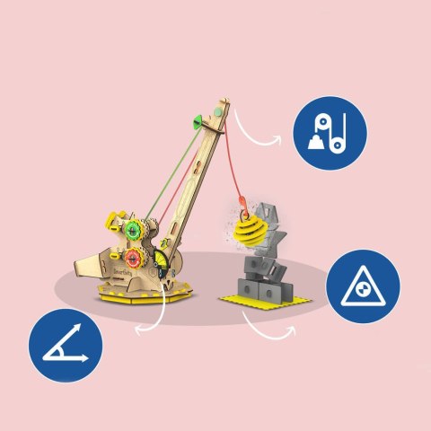 Smartivity Drewniane Mechaniczne Puzzle 3D - Żuraw Konstrukcyjny Smartivity
