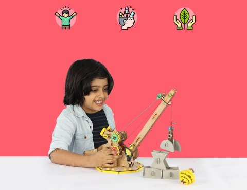 Smartivity Drewniane Mechaniczne Puzzle 3D - Żuraw Konstrukcyjny Smartivity