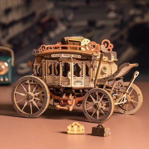 ROBOTIME Drewniane Puzzle Model 3D - Pozytywka Dyliżans Bryczka Robotime