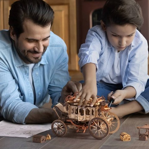ROBOTIME Drewniane Puzzle Model 3D - Pozytywka Dyliżans Bryczka Robotime