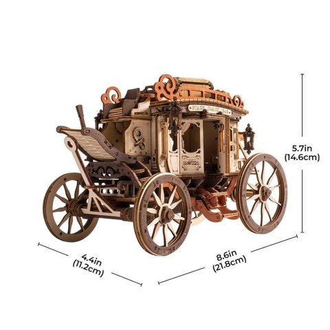 ROBOTIME Drewniane Puzzle Model 3D - Pozytywka Dyliżans Bryczka Robotime