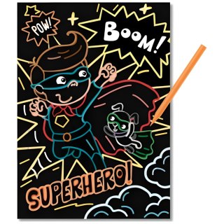 ZDRAPKA ARTYSTYCZNA "SUPERBOHATEROWIE" MALOWANIE METODĄ SCRATCH DLA DZIECI DODO