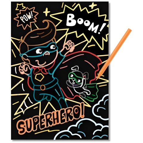 ZDRAPKA ARTYSTYCZNA "SUPERBOHATEROWIE" MALOWANIE METODĄ SCRATCH DLA DZIECI DODO
