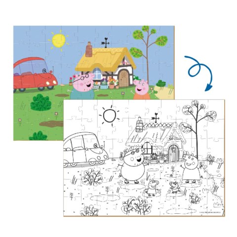 PUZZLE 2w1 ŚWINKA PEPPA 60 ELEMENTÓW DO UŁOŻENIA + KOLOROWANKA W JEDNYM DODO