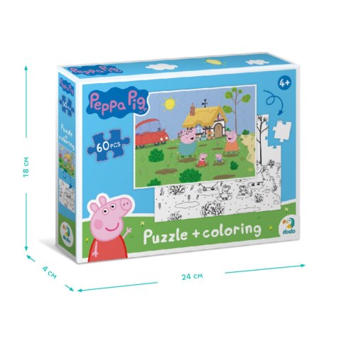 PUZZLE 2w1 ŚWINKA PEPPA 60 ELEMENTÓW DO UŁOŻENIA + KOLOROWANKA W JEDNYM DODO