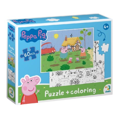 PUZZLE 2w1 ŚWINKA PEPPA 60 ELEMENTÓW DO UŁOŻENIA + KOLOROWANKA W JEDNYM DODO
