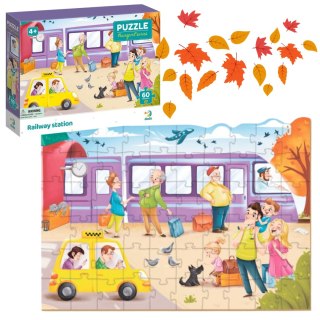 PUZZLE "DWORZEC KOLEJOWY" KOLOROWA UKŁADANKA 60 ELEMENTÓW DLA NAJMŁODSZYCH DODO