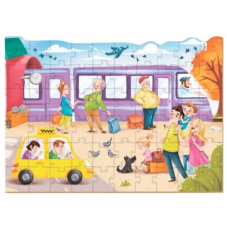PUZZLE "DWORZEC KOLEJOWY" KOLOROWA UKŁADANKA 60 ELEMENTÓW DLA NAJMŁODSZYCH DODO