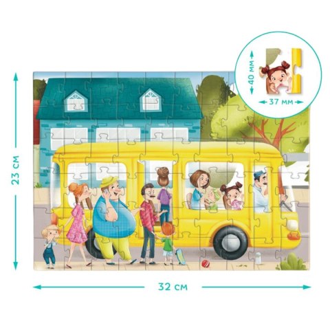 PUZZLE "GWAR OBOK AUTOBUSU" KOLOROWA I UROCZA UKŁADANKA 60 ELEMENTÓW DODO PUZZLE "GWAR OBOK AUTOBUSU" KOLOROWA I UROCZA UKŁADANKA 60 ELEMENTÓW DODO
