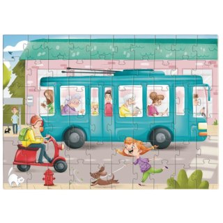 PUZZLE TRANSPORT "TROLEJBUS" UKŁADANKA 60 ELEMENTÓW DLA NAJMŁODSZYCH DODO
