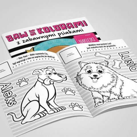 Baw się kolorami z zabawnymi psiakami z naklejkami Wydawnictwo Martel Baw się kolorami z zabawnymi psiakami z naklejkami Wydawnictwo Martel