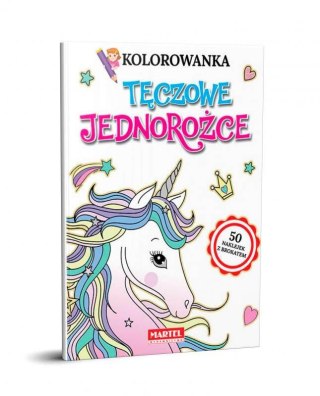 Kolorowanka z naklejkami z brokatem Tęczowe jednorożce Wydawnictwo Martel