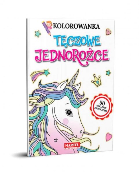 Kolorowanka z naklejkami z brokatem Tęczowe jednorożce Wydawnictwo Martel Kolorowanka z naklejkami z brokatem Tęczowe jednorożce Wydawnictwo Martel