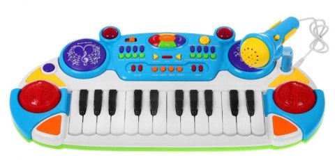 Niebieski zestaw muzyczny Keyboard + Werble + Mikrofon dla dzieci 3+ Światła + Dźwięki 2 oktawy Niebieski zestaw muzyczny Keyboard + Werble + Mikrofon dla dzieci 3+ Światła + Dźwięki 2 oktawy