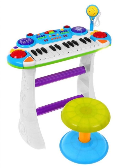 Niebieski zestaw muzyczny Keyboard + Werble + Mikrofon dla dzieci 3+ Światła + Dźwięki 2 oktawy Niebieski zestaw muzyczny Keyboard + Werble + Mikrofon dla dzieci 3+ Światła + Dźwięki 2 oktawy