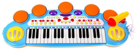 Niebieski zestaw muzyczny Keyboard + Werble + Mikrofon dla dzieci 3+ Światła + Dźwięki 3 oktawy Niebieski zestaw muzyczny Keyboard + Werble + Mikrofon dla dzieci 3+ Światła + Dźwięki 3 oktawy