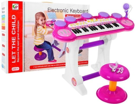 Różowy zestaw muzyczny Keyboard + Werble + Mikrofon dla dzieci 3+ Światła + Dźwięki 3 oktawy Różowy zestaw muzyczny Keyboard + Werble + Mikrofon dla dzieci 3+ Światła + Dźwięki 3 oktawy