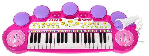 Różowy zestaw muzyczny Keyboard + Werble + Mikrofon dla dzieci 3+ Światła + Dźwięki 3 oktawy Różowy zestaw muzyczny Keyboard + Werble + Mikrofon dla dzieci 3+ Światła + Dźwięki 3 oktawy