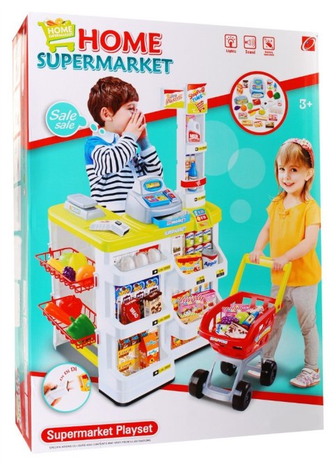 Supermarket dla dzieci 3+ Seledynowy Zabawa w sklep 24 el. Wózek + Towary + Interaktywny skaner Supermarket dla dzieci 3+ Seledynowy Zabawa w sklep 24 el. Wózek + Towary + Interaktywny skaner