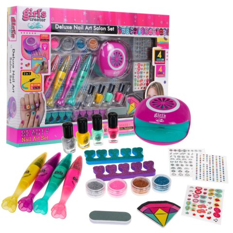 Zestaw do manicure dla dziewczynki 6+ Salon piękności 20 el. Lakiery + Pisaki do paznokci Zestaw do manicure dla dziewczynki 6+ Salon piękności 20 el. Lakiery + Pisaki do paznokci