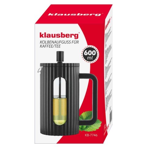 ZAPARZACZ TŁOKOWY DO KAWY/HERBATY 600ml KLAUSBERG KB-7746 CZARNY KLAUSBERG