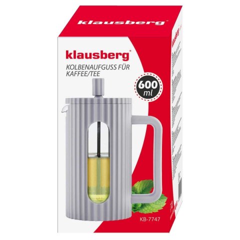 ZAPARZACZ TŁOKOWY DO KAWY/HERBATY 600ml KLAUSBERG KB-7747 SZARY KLAUSBERG