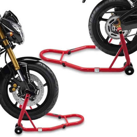 STOJAKI DO MOTOCYKLA PRZÓD I TYŁ CZERWONE BITUXX STOJAKI DO MOTOCYKLA PRZÓD I TYŁ CZERWONE BITUXX