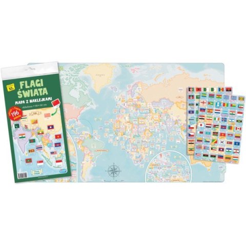 Flagi świata. Mapa z naklejkami Flagi świata. Mapa z naklejkami