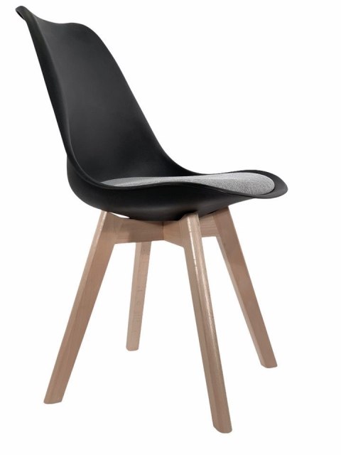 Krzesło skandynawskie MONZA BLACK Pro - Grey Fabric V Lugano