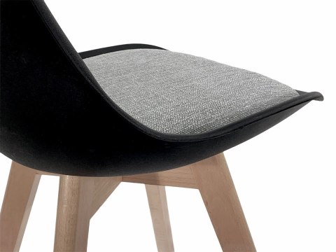 Krzesło skandynawskie MONZA BLACK Pro - Grey Fabric V Lugano