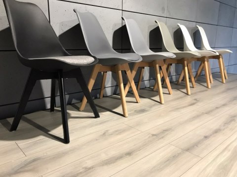 Krzesło skandynawskie MONZA BLACK Pro - Grey Fabric V Lugano