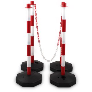 Słupki łańcuchowe Słupek 4x z łańcuchem 3x 1,50 m czerwony/biały Bituxx