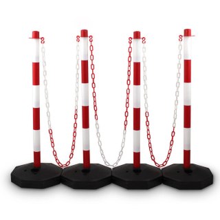 Słupki łańcuchowe Słupek 4x z łańcuchem 3x 1,50 m czerwony/biały Bituxx