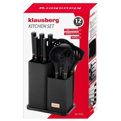 ZESTAW NOŻY I PRZYBORÓW KUCHENNYCH Z DESKĄ W STOJAKU KLAUSBERG KB-7835 KLAUSBERG