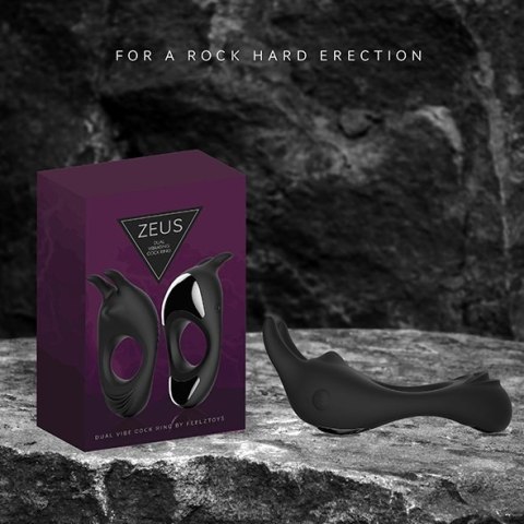 FeelzToys - Zeus Dual Vibe Cock Ring Black Boss of toys FeelzToys - Zeus Dual Vibe Cock Ring Black Boss of toys