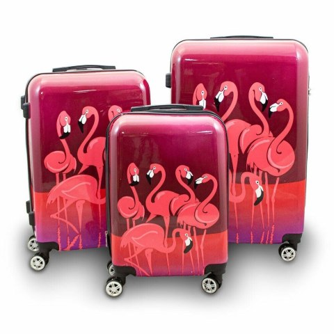 ZESTAW KOMPLET NOWOCZESNYCH WALIZEK 3D PODRÓŻNYCH M L XL WALIZKI FLAMINGO BITUXX