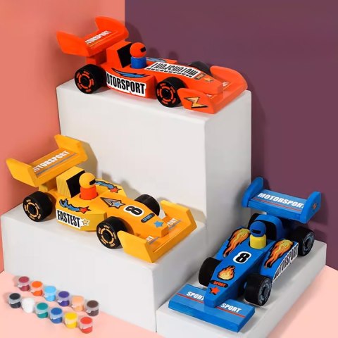 FORMUŁA 1 DREWNIANA DO SKRĘCANIA Z DREWNA MALOWANIA 3 SZTUKI + FARBY DIY FORMUŁA 1 DREWNIANA DO SKRĘCANIA Z DREWNA MALOWANIA 3 SZTUKI + FARBY DIY