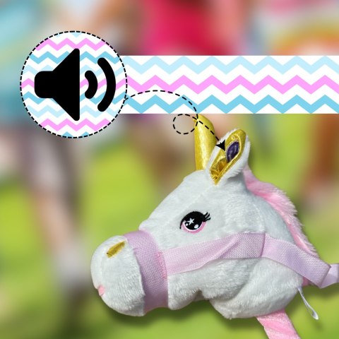 GŁOWA KONIA JEDNOROŻCA PLUSZOWA NA KIJU HOBBY HORSE BIAŁY Z DŹWIĘKIEM GŁOWA KONIA JEDNOROŻCA PLUSZOWA NA KIJU HOBBY HORSE BIAŁY Z DŹWIĘKIEM