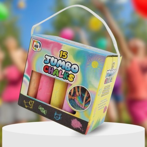 KREDA CHODNIKOWA GRUBA 15 SZT JUMBO W PUDEŁKU Z UCHWYTEM KREDA CHODNIKOWA GRUBA 15 SZT JUMBO W PUDEŁKU Z UCHWYTEM