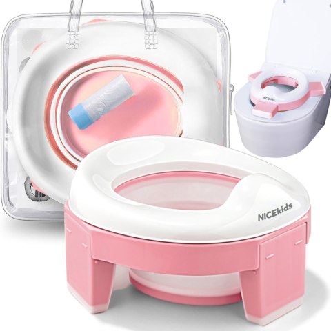 NICEKIDS nocnik antypoślizgowy 3w1 nakładka na wc sedes deskę sedesową różowy NICEKIDS nocnik antypoślizgowy 3w1 nakładka na wc sedes deskę sedesową różowy
